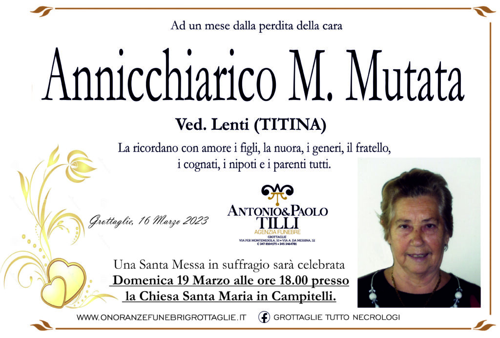 Annicchiarico M. Mutata Anniversario - Onoranze Funebri Grottaglie ...