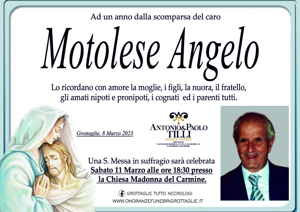 Motolese Angelo Anniversario - Onoranze Funebri Grottaglie Antonio e ...