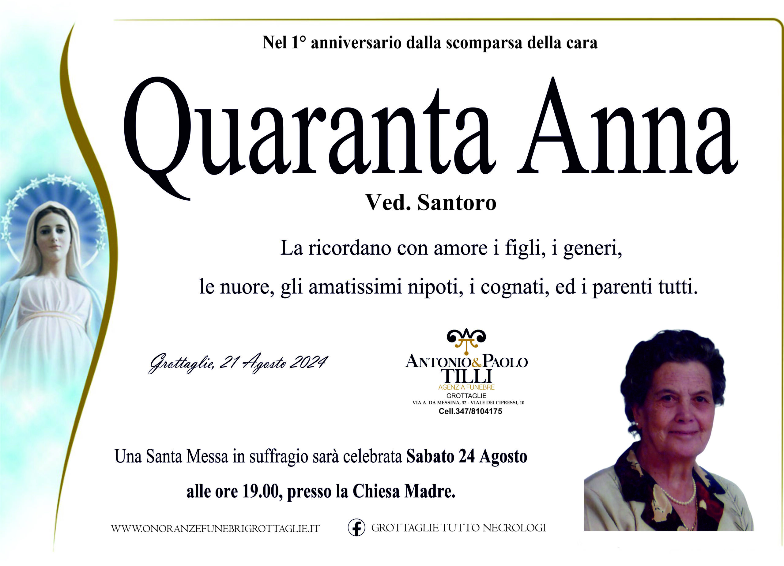 Quaranta Anna 1° anniversario